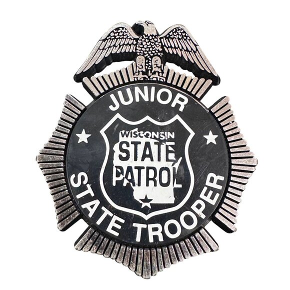 Unbranded Other - Vintage Wisconsin Junior State Trooper Plastic Badge With Eagle Design